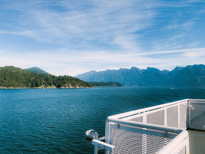 Ferry deck view over BC coast